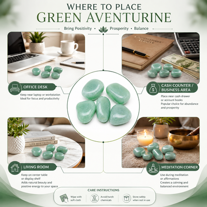 Green Aventurine Crystal Tumbled Stones – Stone of Opportunity | Set of 5 | Dhivarashi
