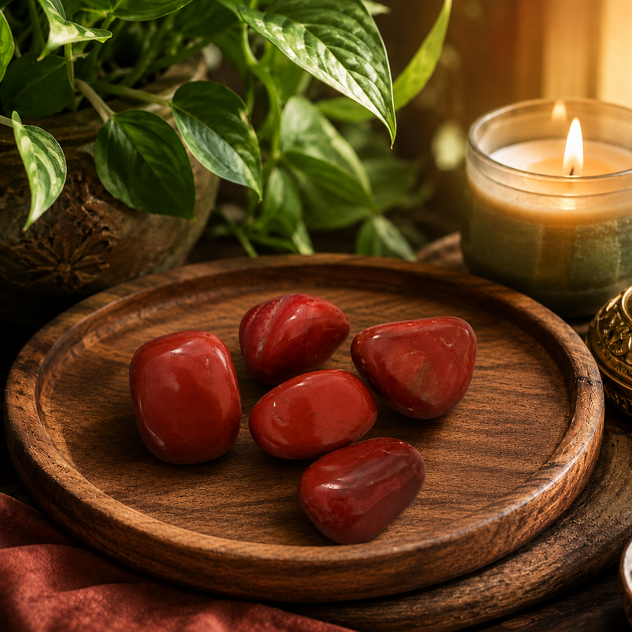 Red Jasper Crystal Tumbled Stones | Set of 5 | Root Chakra Grounding | Dhivarashi