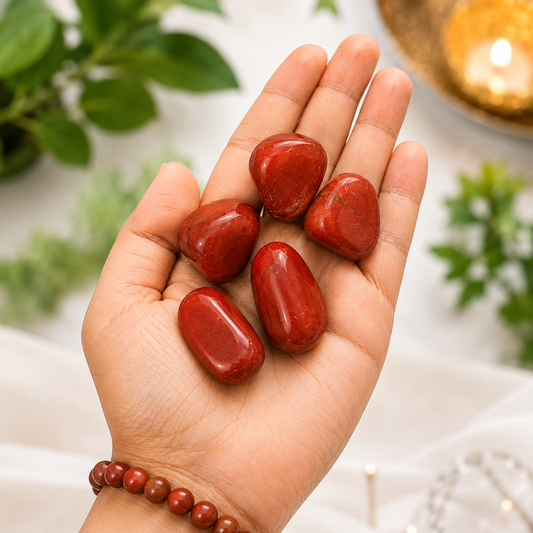 Red Jasper Crystal Tumbled Stones | Set of 5 | Root Chakra Grounding | Dhivarashi
