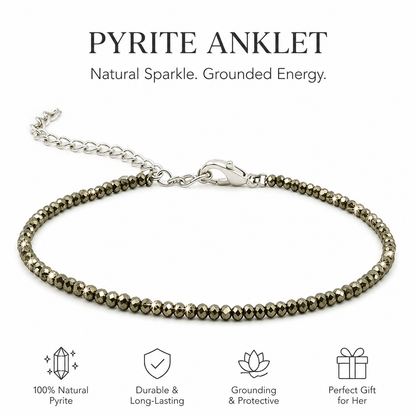 Raw Pyrite Anklet for Women — Natural Crystal Jewellery for Wealth & Protection | DHIVARASHI