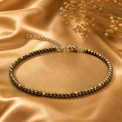 Raw Pyrite Anklet for Women — Natural Crystal Jewellery for Wealth & Protection | DHIVARASHI