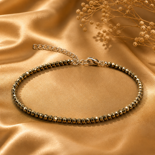 Raw Pyrite Anklet for Women — Natural Crystal Jewellery for Wealth & Protection | DHIVARASHI