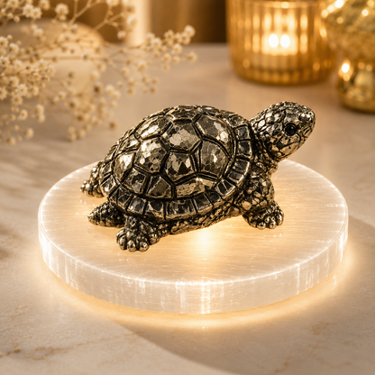 DHIVARASHI Pyrite Dhan Kavach Combo — Natural Pyrite Bracelet, Anklet, Tortoise & Selenite Charging Plate