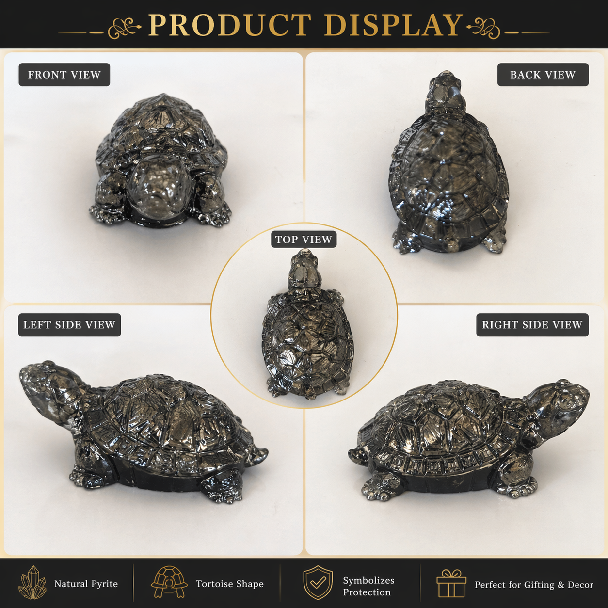 Pyrite Tortoise — Natural Crystal for Wealth, Vastu & Feng Shui | DHIVARASHI