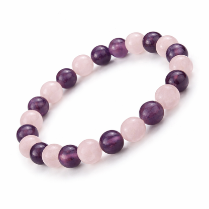Rose Quartz & Amethyst Bracelet | Love, Emotional Healing & Inner Peace | Natural Crystal – DHIVARASHI