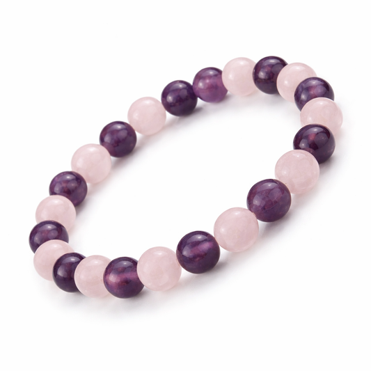 Rose Quartz & Amethyst Bracelet | Love, Emotional Healing & Inner Peace | Natural Crystal – DHIVARASHI