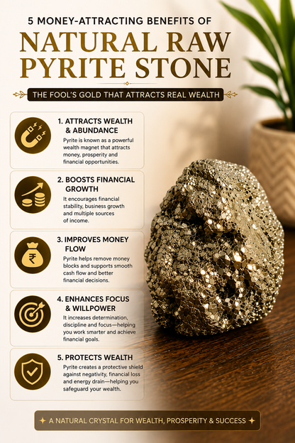 Natural Raw Pyrite Stone | 100% Earth-Mined Crystal | 40–70g Specimen