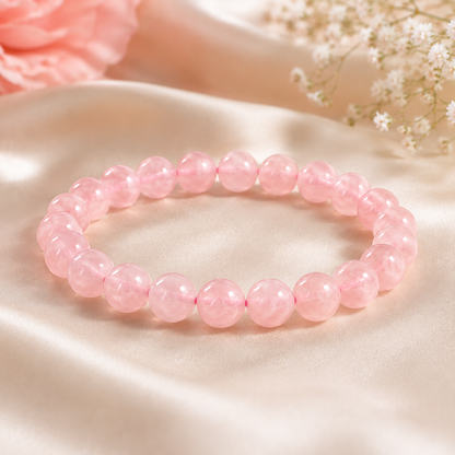 Rose Quartz Bracelet | Natural 8mm Crystal for Love & Healing