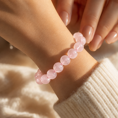 Rose Quartz Bracelet | Natural 8mm Crystal for Love & Healing