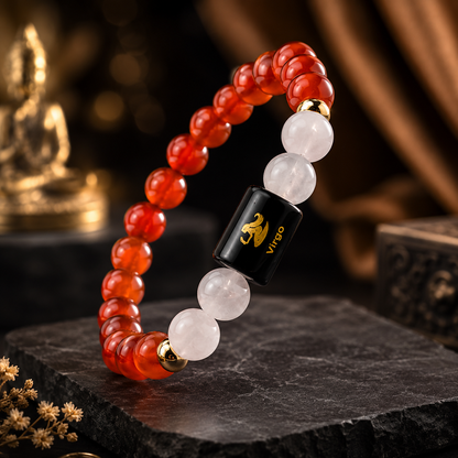 Virgo Zodiac Bracelet | Carnelian & Milky Quartz | Kanya Rashi