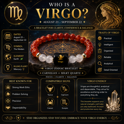 Virgo Zodiac Bracelet | Carnelian & Milky Quartz | Kanya Rashi