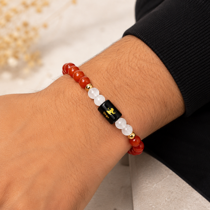 Virgo Zodiac Bracelet | Carnelian & Milky Quartz | Kanya Rashi
