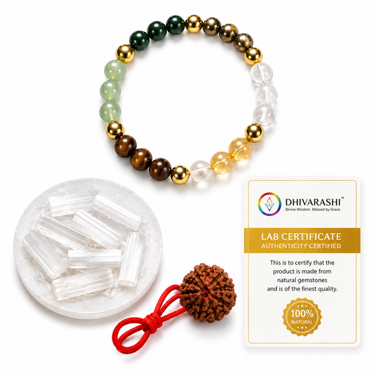 Dhanyog Bracelet Combo – 6 Natural Gemstone Bracelet for Wealth, Prosperity & Positive Energy | Dhivarashi