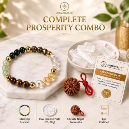 Dhanyog Bracelet Combo – 6 Natural Gemstone Bracelet for Wealth, Prosperity & Positive Energy | Dhivarashi