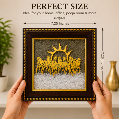 7 Horses Surya Vastu Frame – Pyrite & Selenite for Success & Wealth