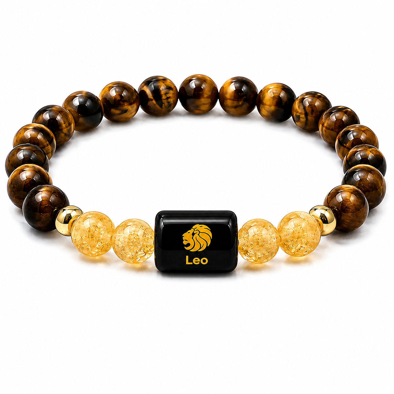Leo (सिंह राशि) Bracelet – Tiger Eye & Citrine for Confidence & Leadership