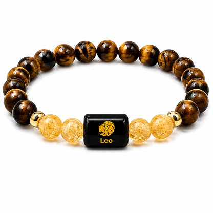 Leo (सिंह राशि) Bracelet – Tiger Eye & Citrine for Confidence & Leadership