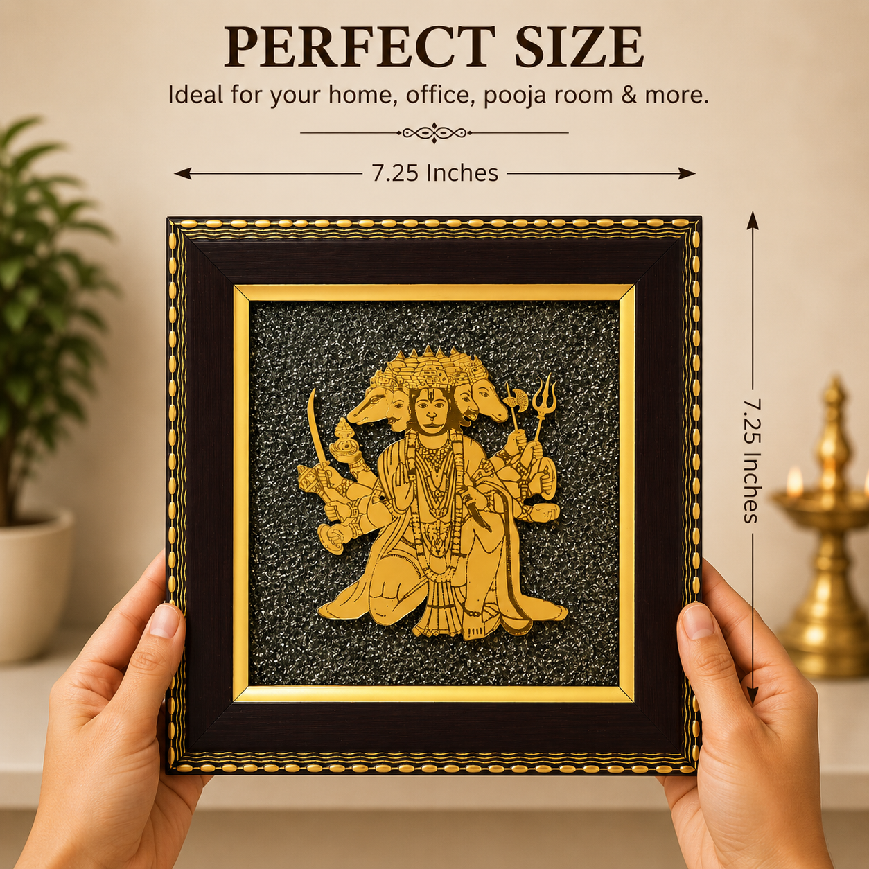 Panchmukhi Hanuman Pyrite Stone Frame – Protection, Wealth & Vastu Décor | Dhivarashi