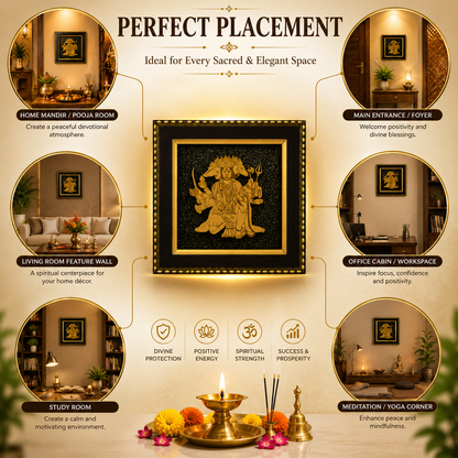 Panchmukhi Hanuman Pyrite Stone Frame – Protection, Wealth & Vastu Décor | Dhivarashi