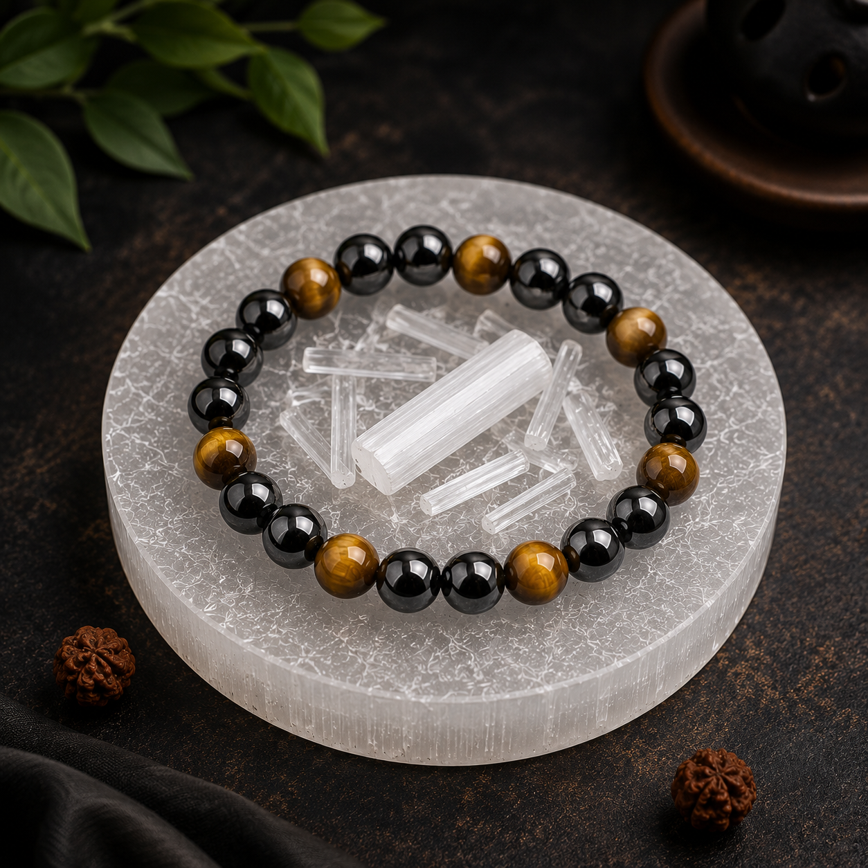 Triple Protection Bracelet — Tiger Eye, Black Obsidian & Hematite | 8mm | Lab Certified