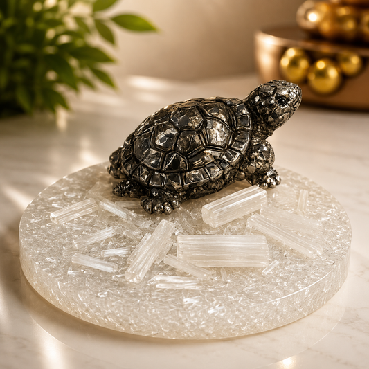 Pyrite Tortoise — Natural Crystal for Wealth, Vastu & Feng Shui | DHIVARASHI