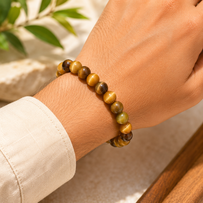 Natural Yellow Cat's Eye Crystal Bracelet – Lehsunia Gemstone for Protection & Clarity