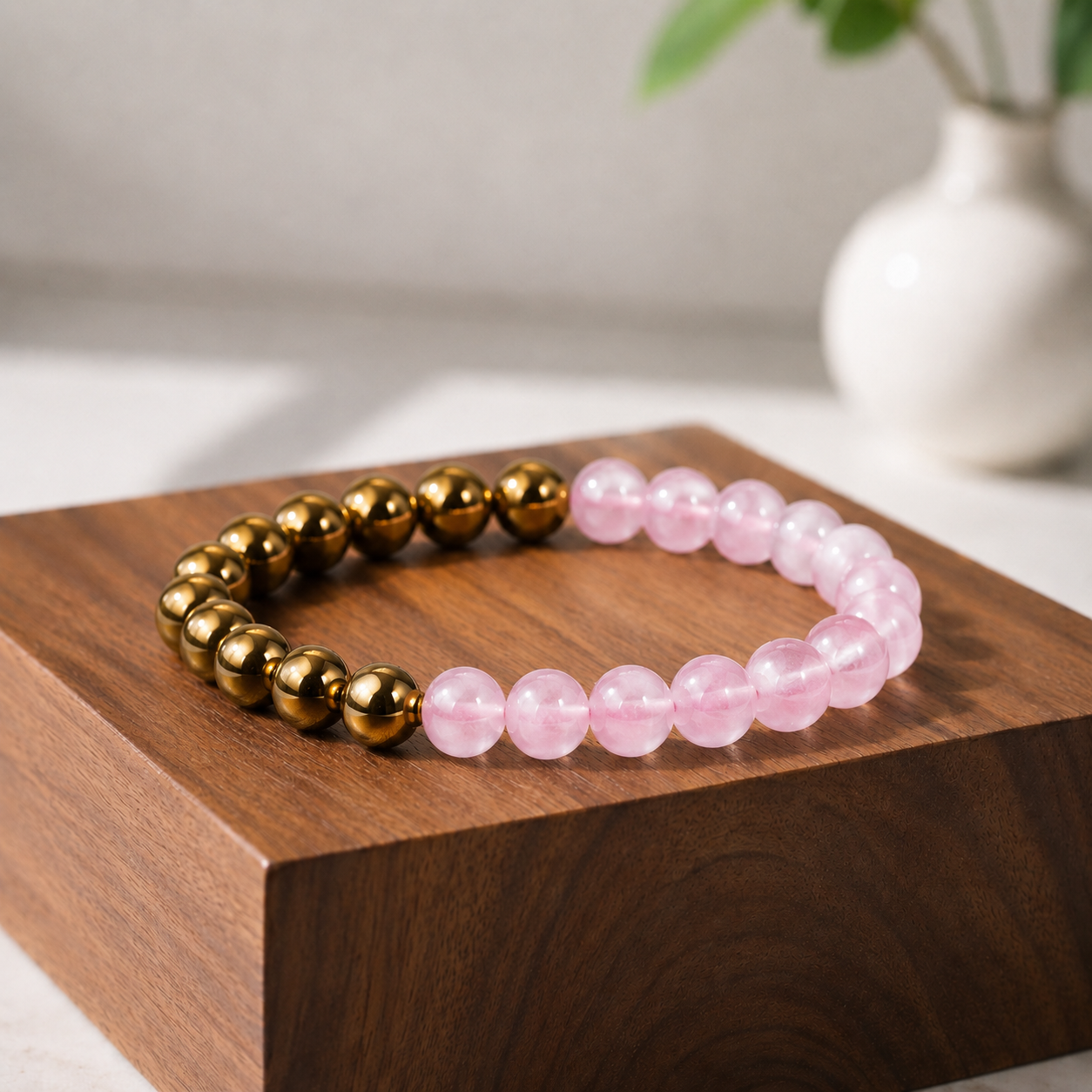 Rose Quartz & Golden Obsidian Bracelet – Love, Protection & Healing Crystal Jewelry