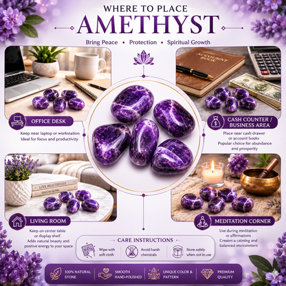 Amethyst Tumbles 60g – Set of 5 Healing Crystals | Dhivarashi