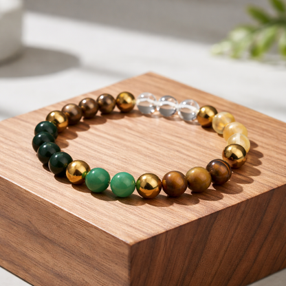 Dhanyog Crystal Bracelet Combo | 6 Lab-Certified Gemstones + Selenite Plate