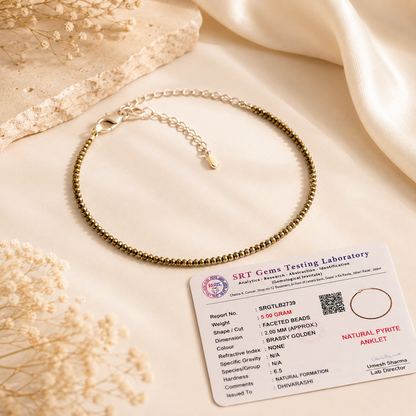 Raw Pyrite Anklet for Women — Natural Crystal Jewellery for Wealth & Protection | DHIVARASHI