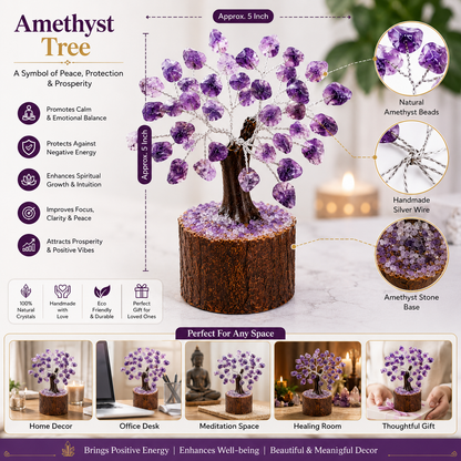 Amethyst Crystal Tree | Natural Healing Stone | Calm, Sleep & Spiritual Energy | Dhivarashi