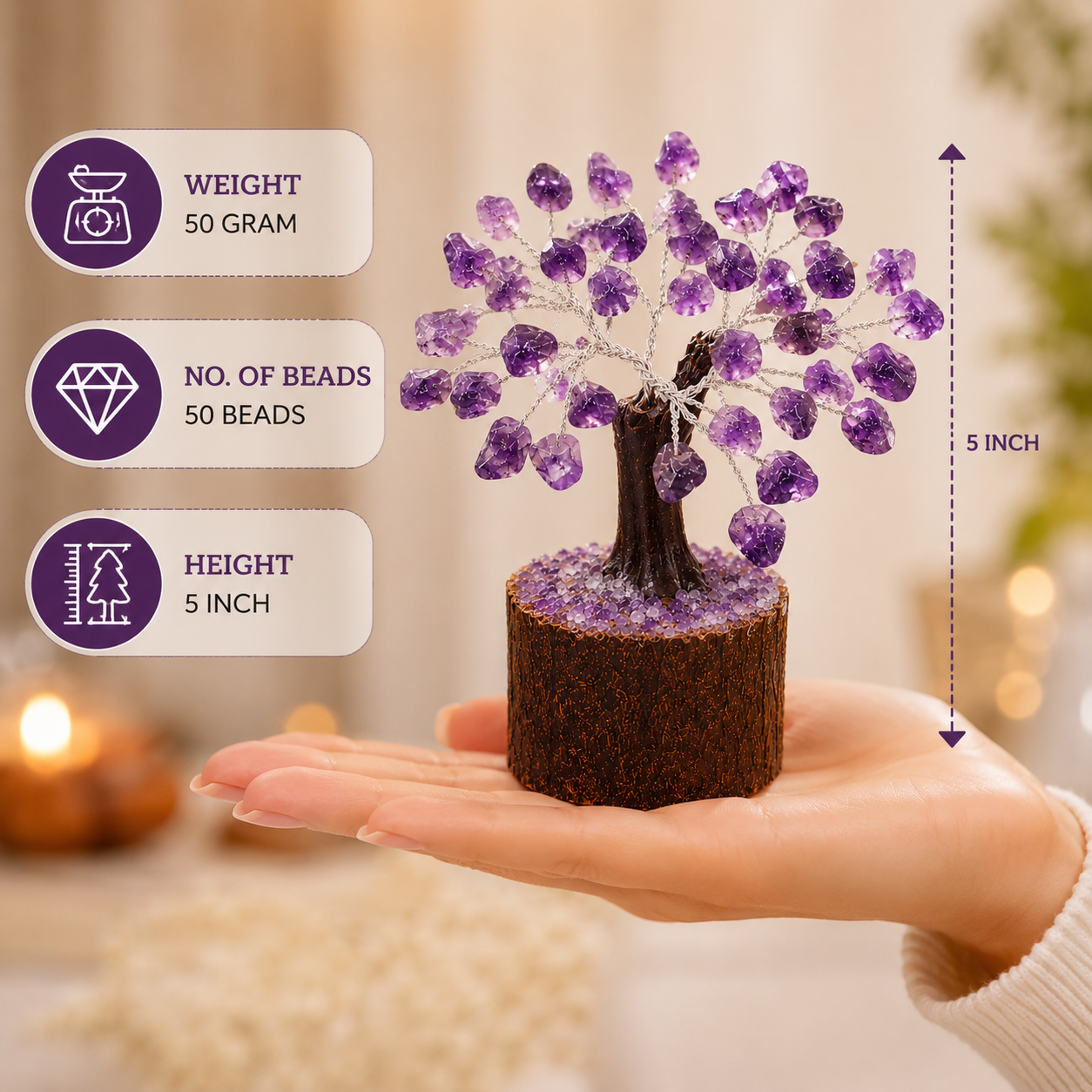 Amethyst Crystal Tree | Natural Healing Stone | Calm, Sleep & Spiritual Energy | Dhivarashi