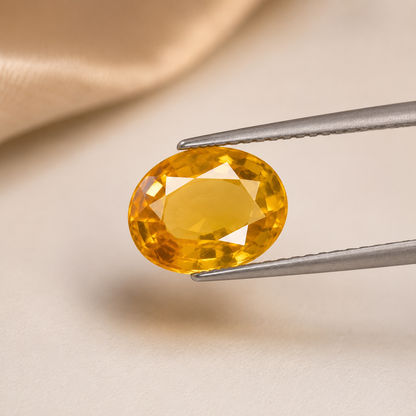 Yellow Sapphire (Pukhraj) – Oval Cut | Certified Gemstone | Dhivarashi