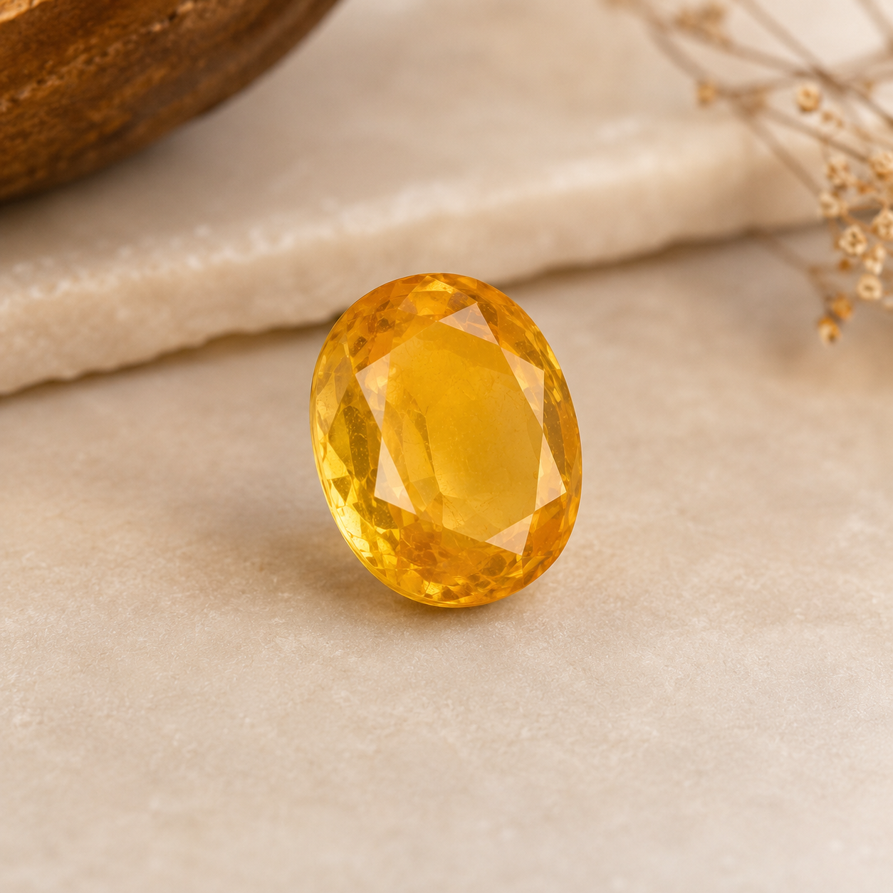 Yellow Sapphire (Pukhraj) – Oval Cut | Certified Gemstone | Dhivarashi