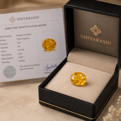 Yellow Sapphire (Pukhraj) – Oval Cut | Certified Gemstone | Dhivarashi