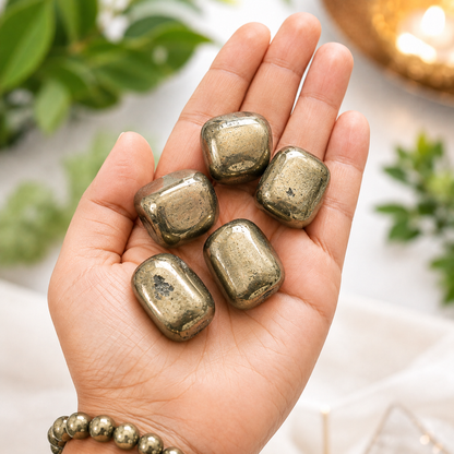 Pyrite Tumbled Stones | Set of 5 | Dhivarashi