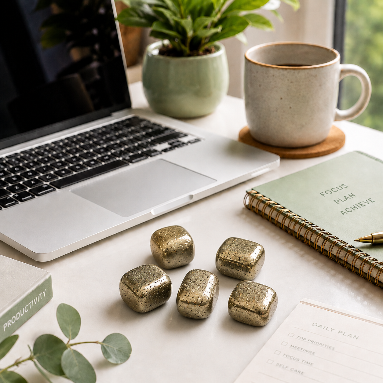 Pyrite Tumbled Stones | Set of 5 | Dhivarashi