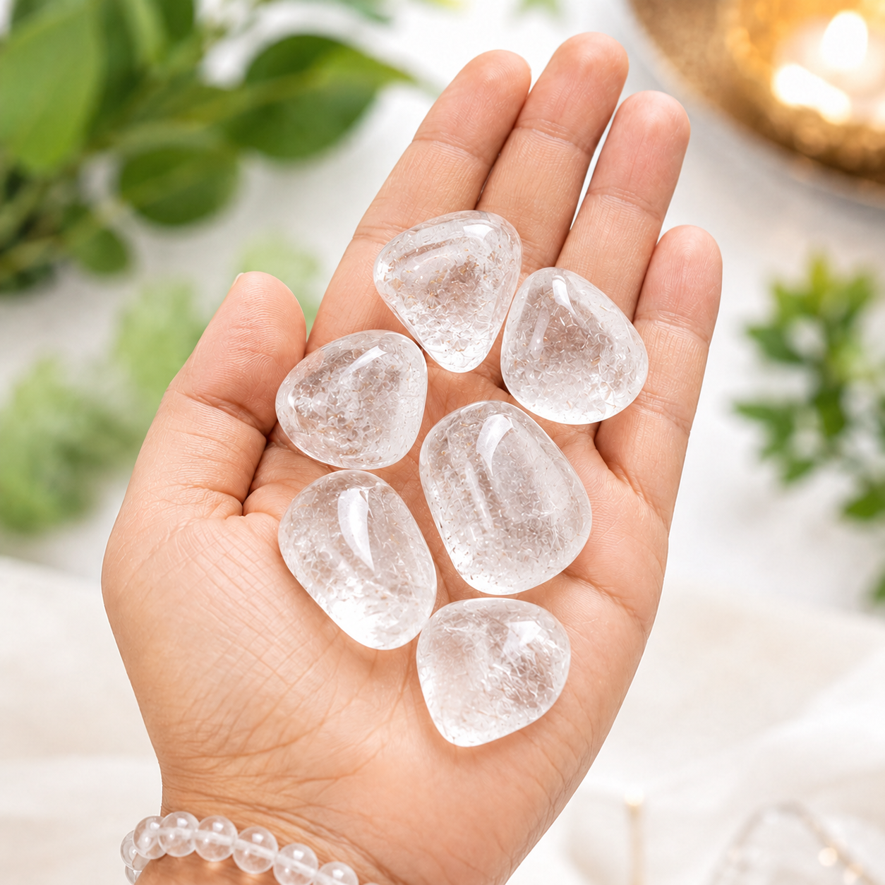 Clear Quartz Tumbled Stones — Set of 5 | Natural Master Healer Crystal