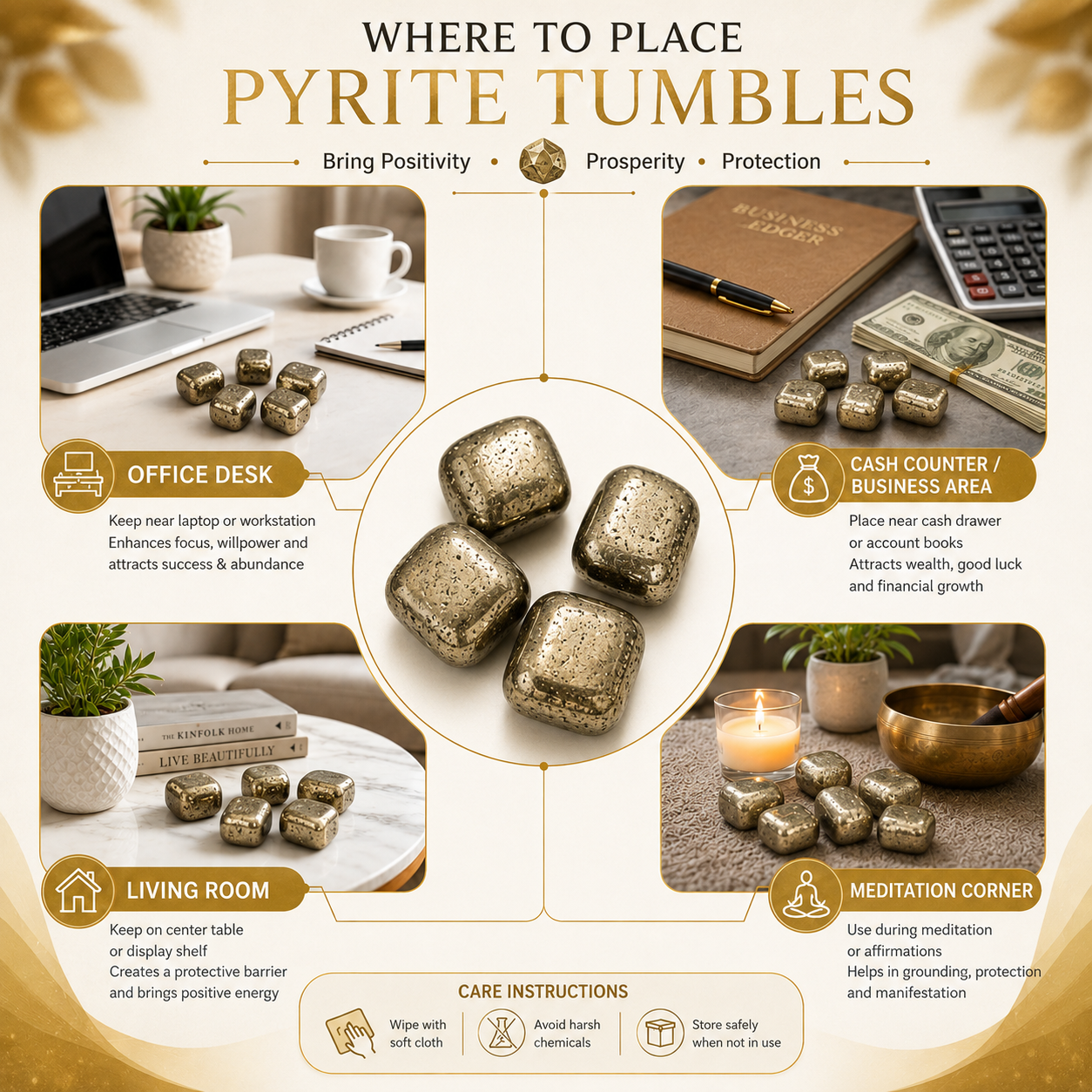 Pyrite Tumbled Stones | Set of 5 | Dhivarashi