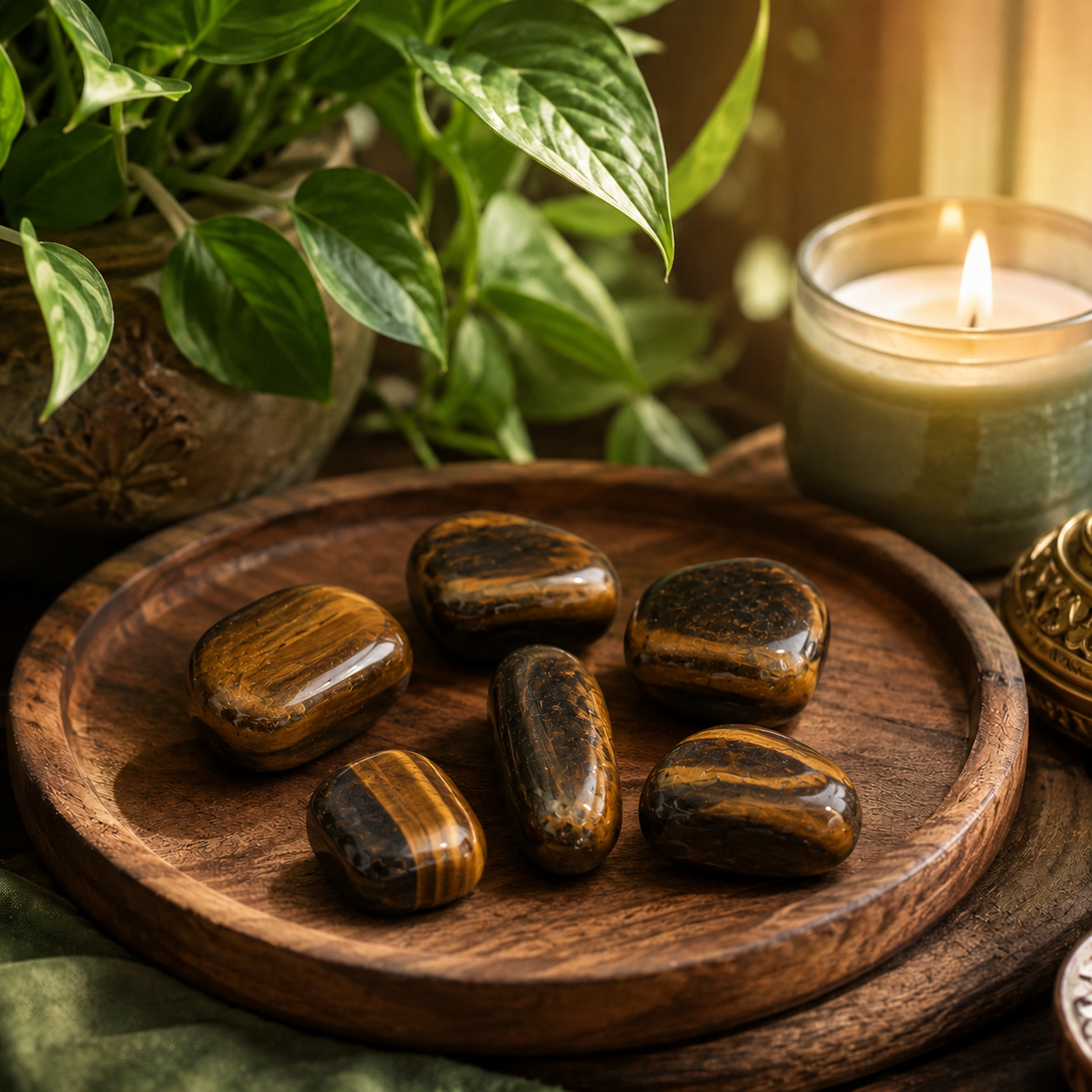 Tiger Eye Tumbled Stones | Set of 5 | Dhivarashi
