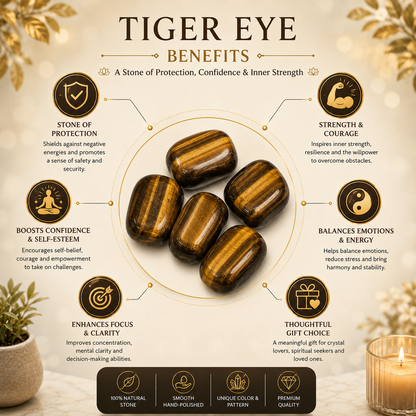 Tiger Eye Tumbled Stones | Set of 5 | Dhivarashi
