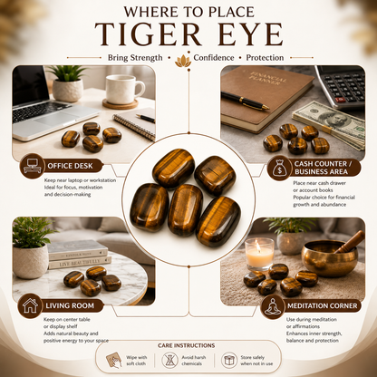 Tiger Eye Tumbled Stones | Set of 5 | Dhivarashi