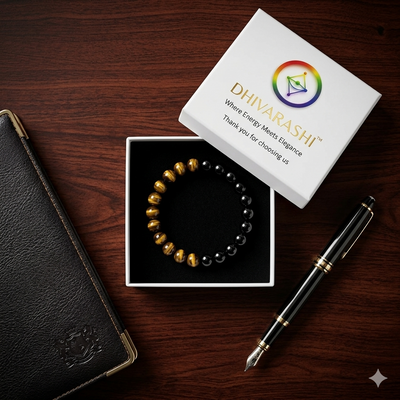 Black Onyx & Tiger Eye Bracelet | Protection, Confidence & Success | Natural Crystal – DHIVARASHI