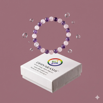 Rose Quartz & Amethyst Bracelet | Love, Emotional Healing & Inner Peace | Natural Crystal – DHIVARASHI