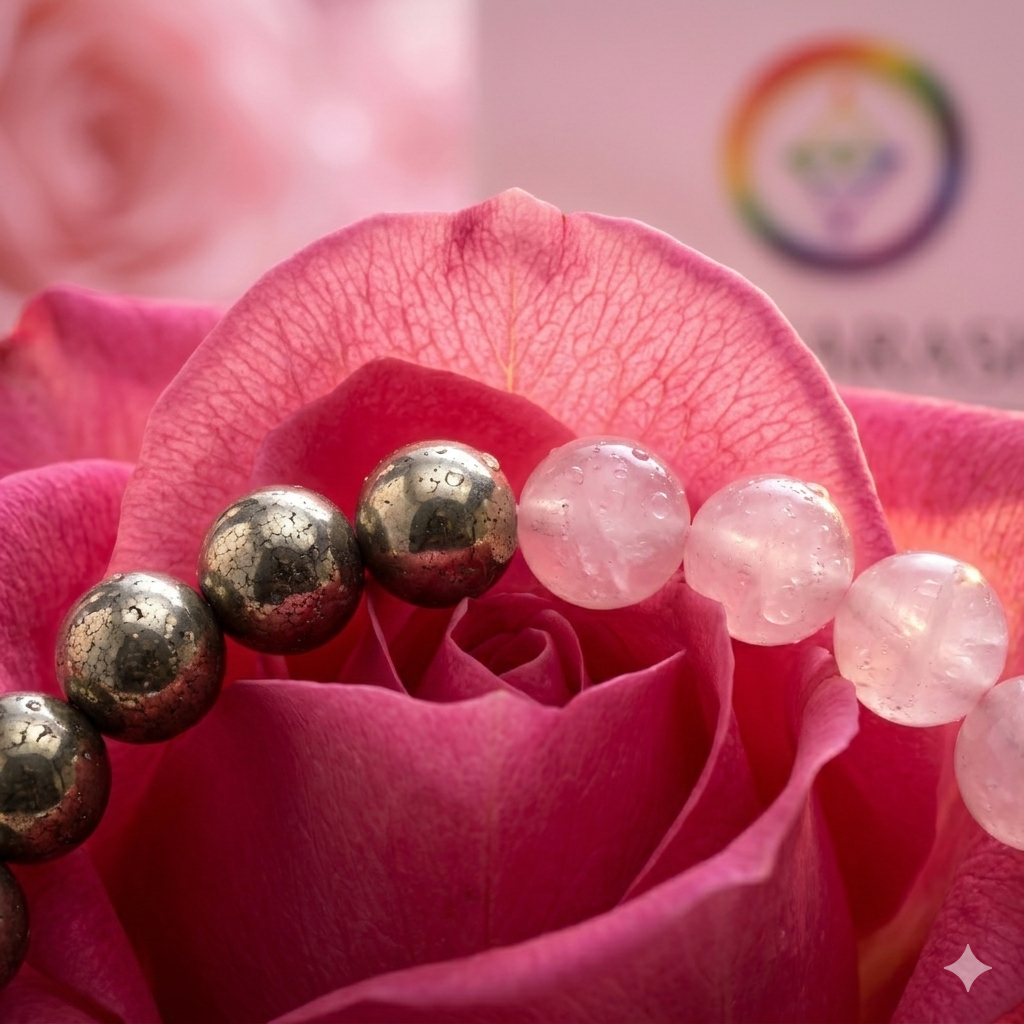 Rose Quartz & Pyrite Crystal Bracelet – Love & Wealth | Dhivarashi
