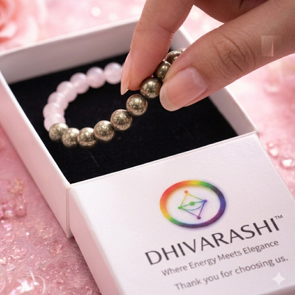 Rose Quartz & Pyrite Crystal Bracelet – Love & Wealth | Dhivarashi