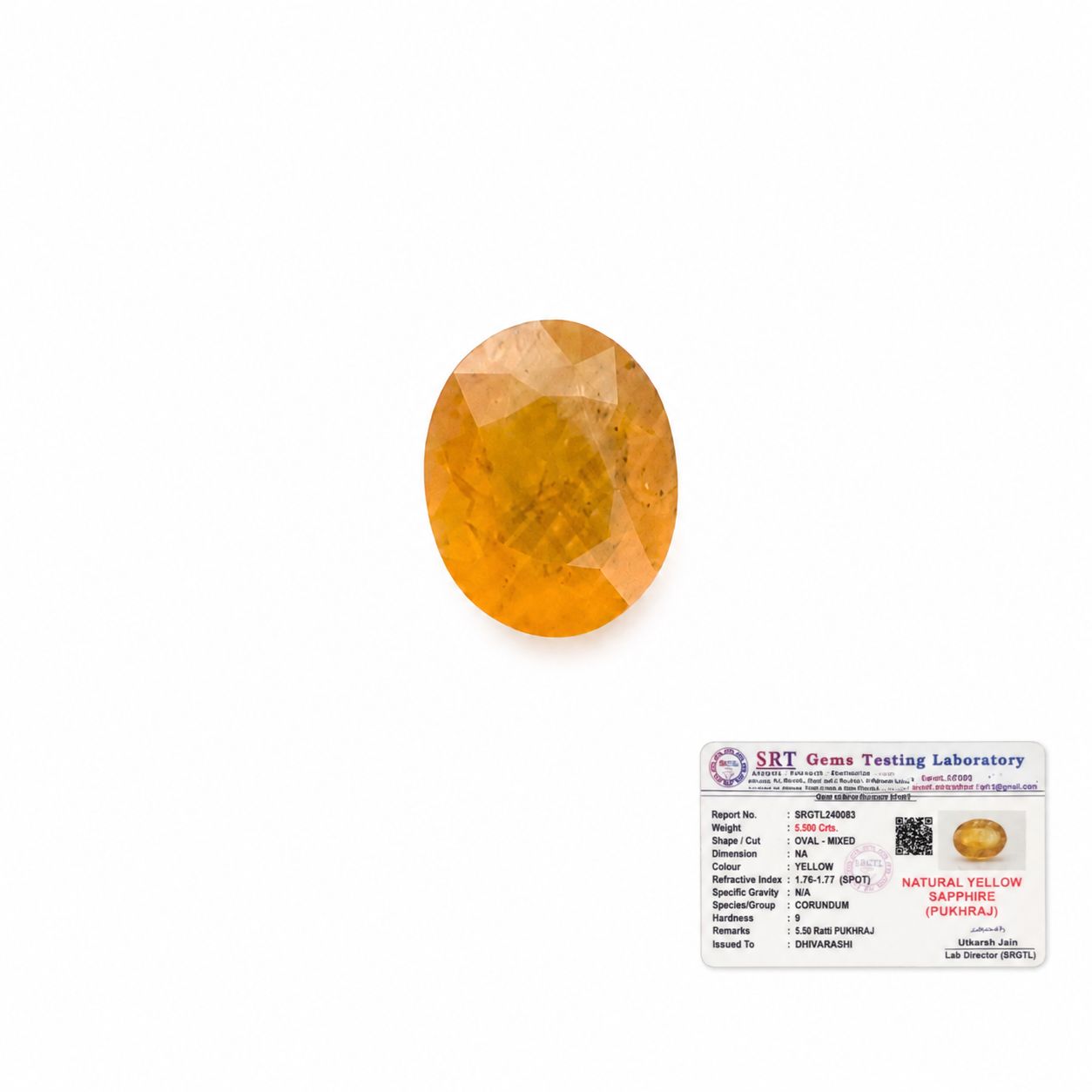Yellow Sapphire (Pukhraj) – Oval Cut | Certified Gemstone | Dhivarashi