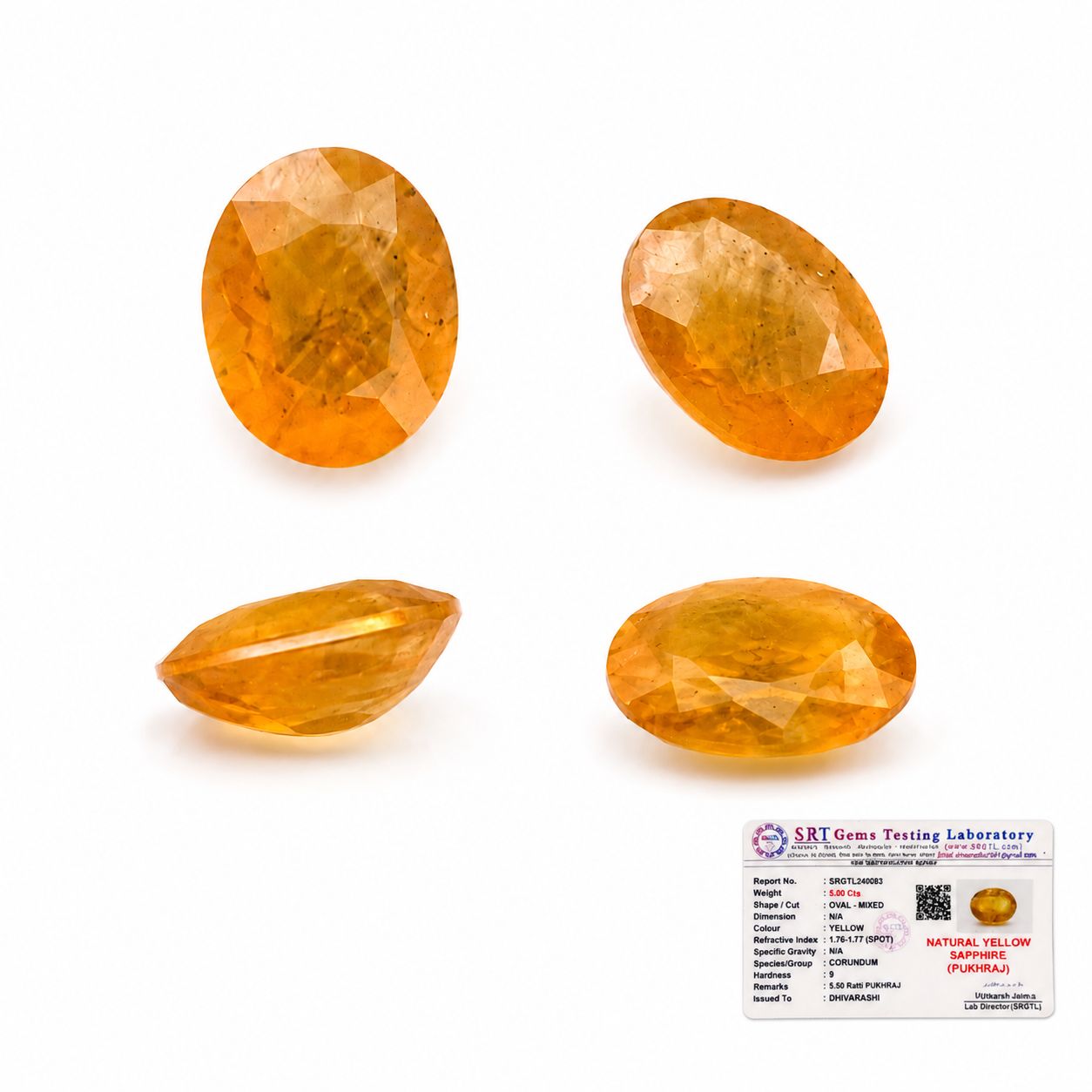 Yellow Sapphire (Pukhraj) – Oval Cut | Certified Gemstone | Dhivarashi