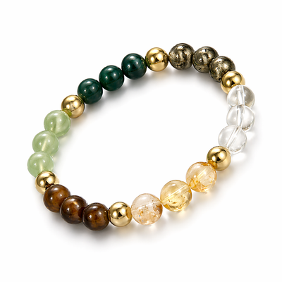 Dhivarashi Dhan Yog Crystal Bracelet made with natural multistone gemstones including green jade, citrine, tiger eye and quartz, premium beaded bracelet for wealth, prosperity and positive energy – shop now: https://dhivarashi.com/products/dhivarashi-dhan-yog-crystal-bracelet