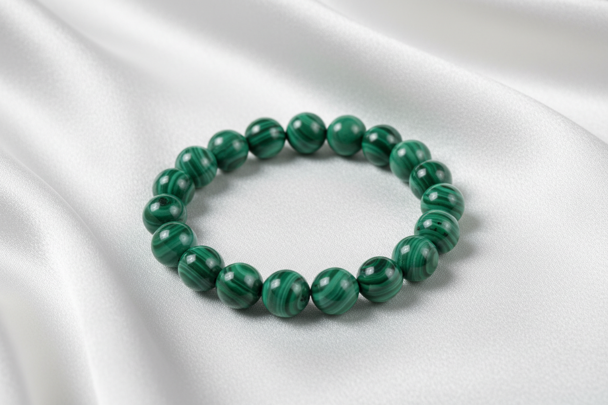  Malachite Transformation Natural Crystal Bracelet on sliky  white cloth